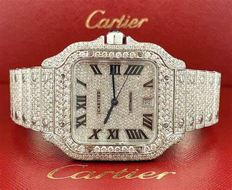 cartier watch diamond price|cartier santos iced out price.